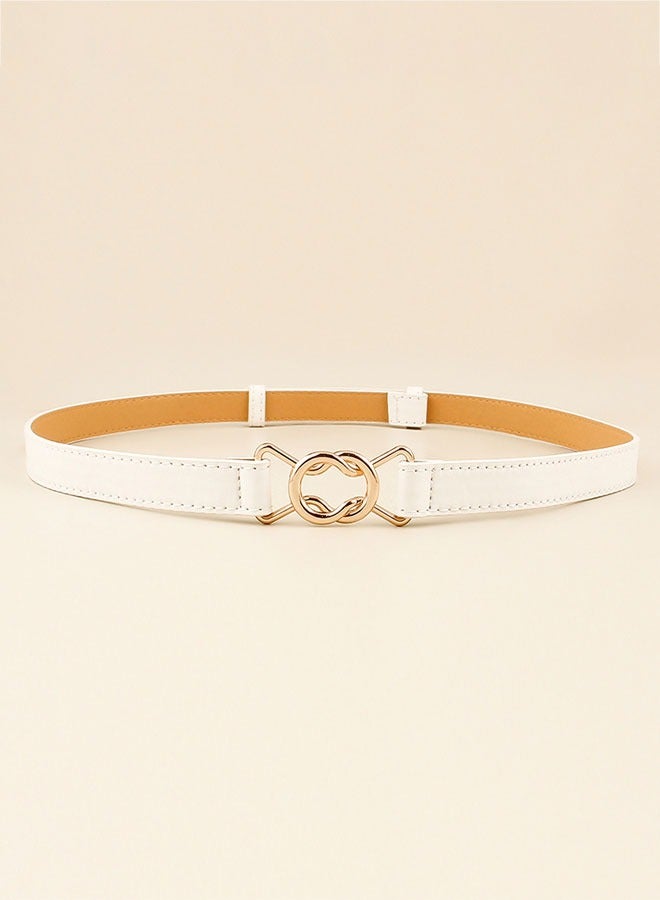 HAWAWA 3 Pack Women Skinny Waist Belt for Dresses Retro Elastic Stretchy Metal Buckle Ladies Thin Belt 1.8cm Wide Black,Brown,White - Image 5