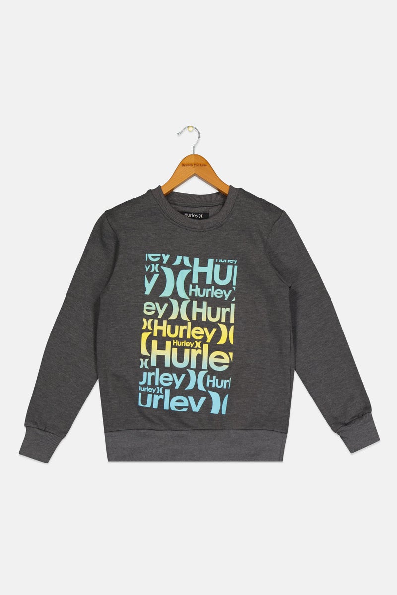 Hurley Kids Boy Sportswear Fit Long Sleeve Outdoor Sweatshirt, Grey - Image 1