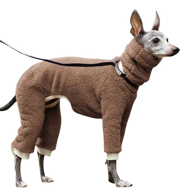 Esobo Fashion Winter Dog Warm Coat Jacket Four-Legged Neck Warm Pet Sweaters for Small Medium Large Dogs (Brown, X-Small) - Image 1