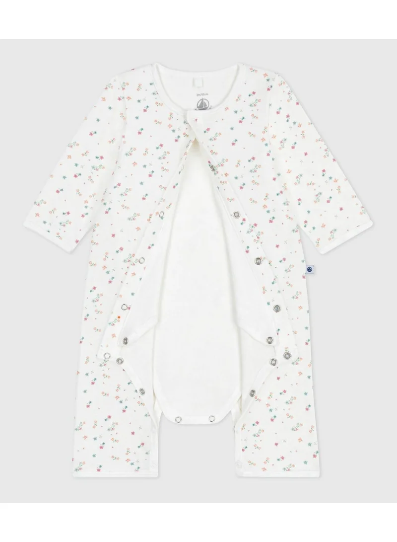 Petit Bateau Babies' footless floral-print cotton bodyjama