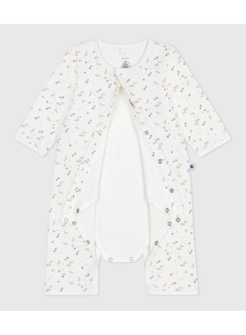 Petit Bateau Babies' footless floral-print cotton bodyjama - Image 1