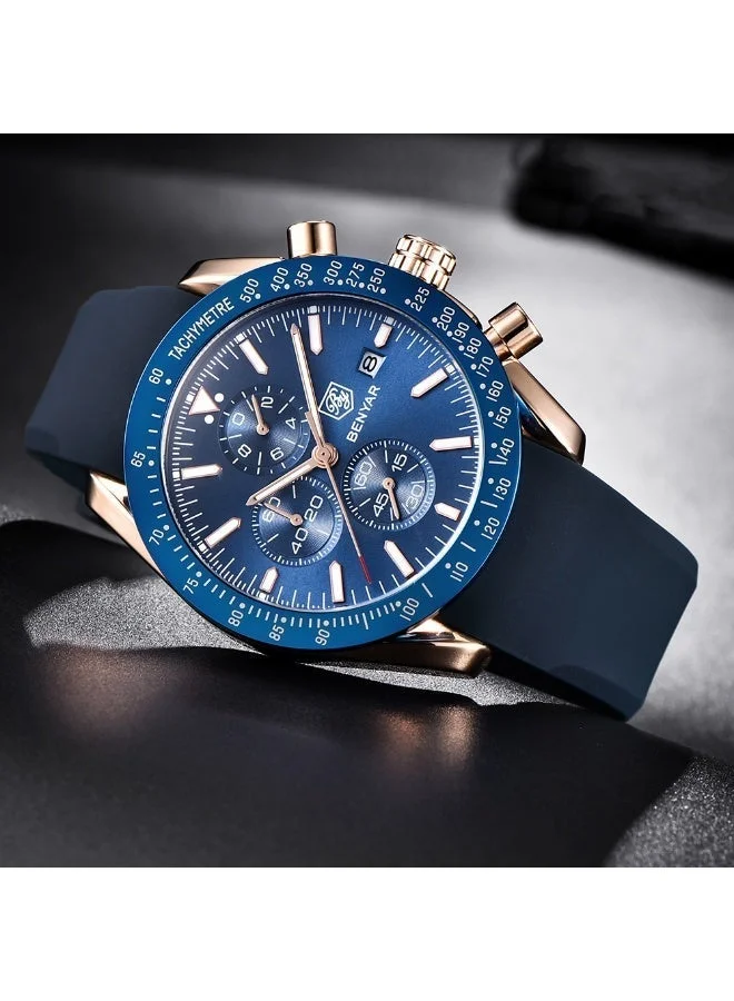 Benyar  BY BENYAR Watches Men Analog Chronograph Quartz Waterproof Backlit Date Business Watch Casual Designer Watches Elegant Gift for Men for Men | Best Price UAE