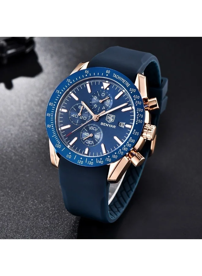 Benyar  BY BENYAR Watches Men Analog Chronograph Quartz Waterproof Backlit Date Business Watch Casual Designer Watches Elegant Gift for Men for Men | Best Price UAE