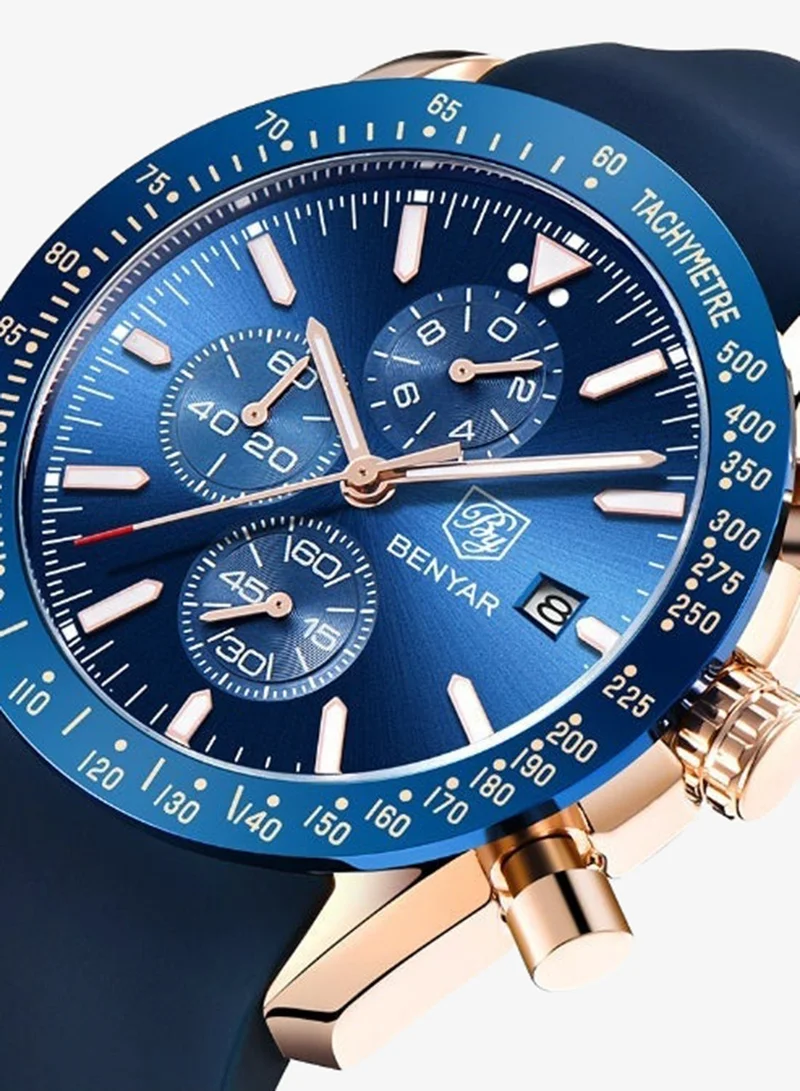 Benyar  BY BENYAR Watches Men Analog Chronograph Quartz Waterproof Backlit Date Business Watch Casual Designer Watches Elegant Gift for Men for Men | Best Price UAE