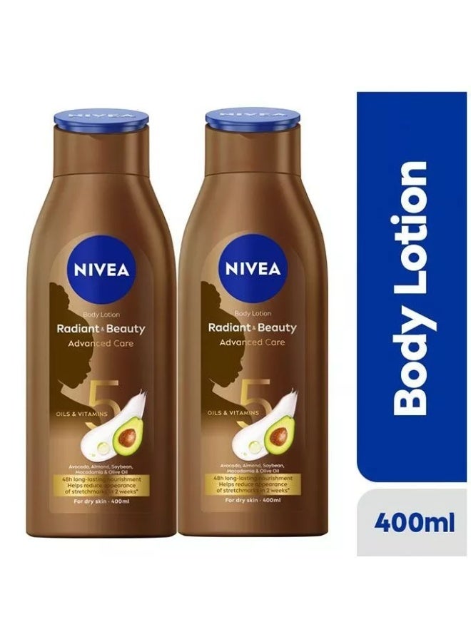 Nivea لوشن الجسم المتقدم للعناية بالبشرة من نيفيا 400 مل (عبوة من 2)