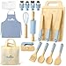 Dreamon 29 PCS Wooden Kids Cooking Set Toddler Montessori Cooking Baking Kitchen Tools for Real Cooking 3 Knifes Real Cutting Board Apron Kid Safe Kitchen Utensils for 3 Year Old Boys Girls Gift - Image 2