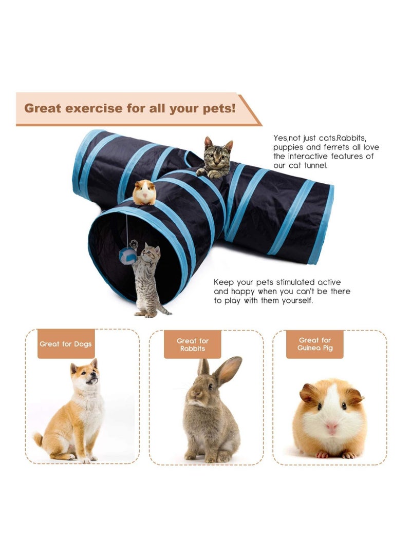 3 Way Cat Tube Kitty Tunnel Bored Cat Pet Toys with Peek Hole and Toy Ball for Cat - Image 3