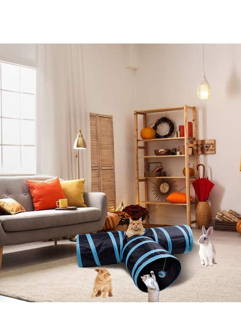 3 Way Cat Tube Kitty Tunnel Bored Cat Pet Toys with Peek Hole and Toy Ball for Cat - Image 4