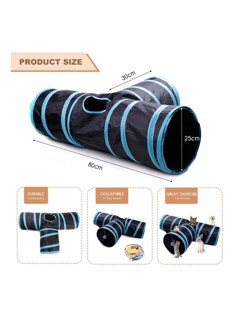 3 Way Cat Tube Kitty Tunnel Bored Cat Pet Toys with Peek Hole and Toy Ball for Cat - Image 2
