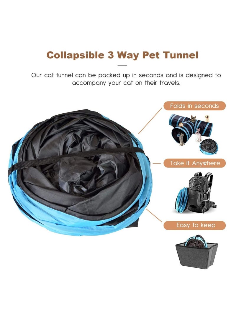 3 Way Cat Tube Kitty Tunnel Bored Cat Pet Toys with Peek Hole and Toy Ball for Cat - Image 5