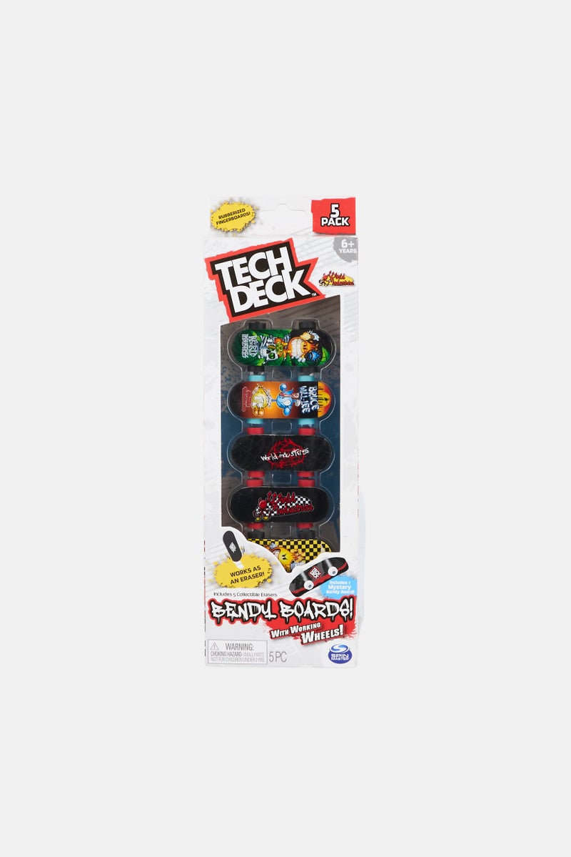Tech Deck 5 قطع لوحات مرنة ممحاة لوحات أصابع، متعددة الألوان - Image 1