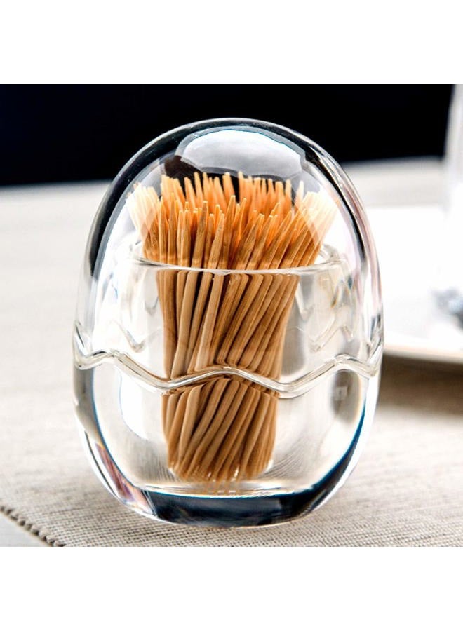 Yakri Acrylic Toothpick Holder Dispenser Organizer Clear Storage Box with Lid (Egg Shape), YTBH-08363 - Image 3