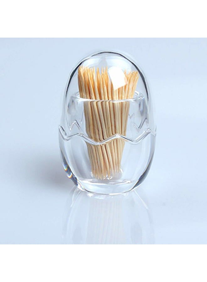 Yakri Acrylic Toothpick Holder Dispenser Organizer Clear Storage Box with Lid (Egg Shape), YTBH-08363 - Image 4