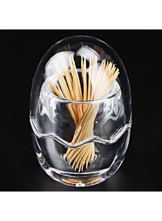 Yakri Acrylic Toothpick Holder Dispenser Organizer Clear Storage Box with Lid (Egg Shape), YTBH-08363 - Image 2