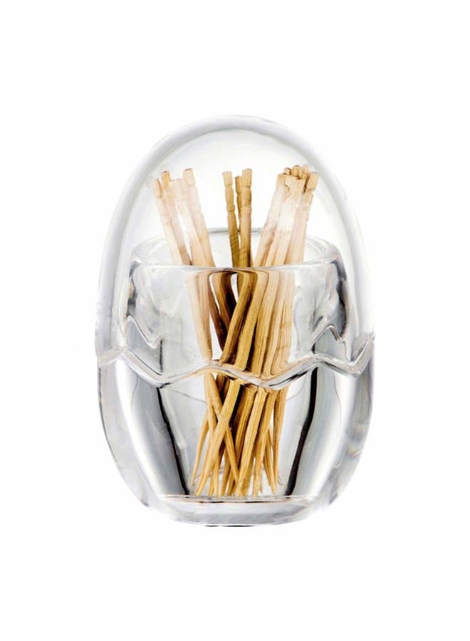 Yakri Acrylic Toothpick Holder Dispenser Organizer Clear Storage Box with Lid (Egg Shape), YTBH-08363 - Image 1