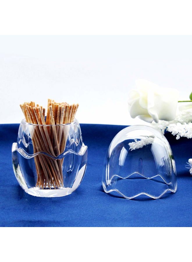 Yakri Acrylic Toothpick Holder Dispenser Organizer Clear Storage Box with Lid (Egg Shape), YTBH-08363 - Image 5