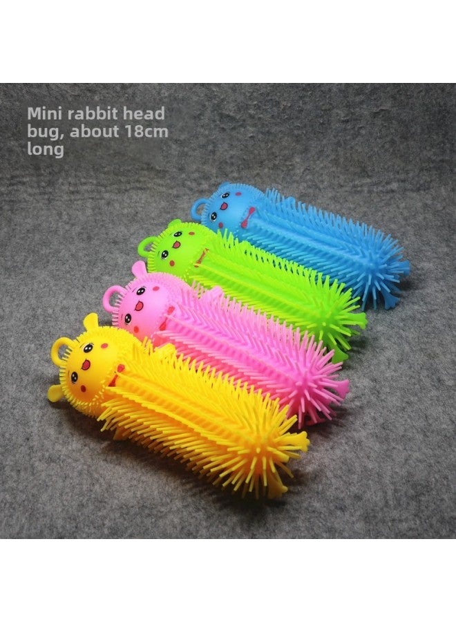 Direct Cartoon Trumpet Rhubarb Luminous Ball Hair Ball Children's Flash Toy Stall Night Market-Color:Mini Rabbit Head 17cm Caterpillar - Image 1