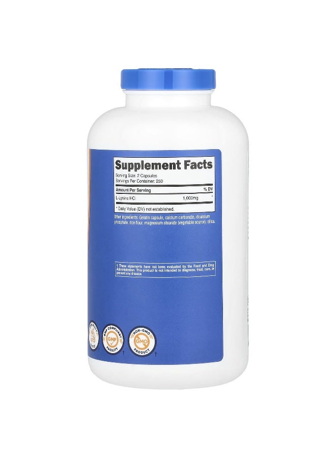 Nutricost, L-Lysine, 1,000 mg, 500 Capsules (500 mg per Capsule) - Image 2