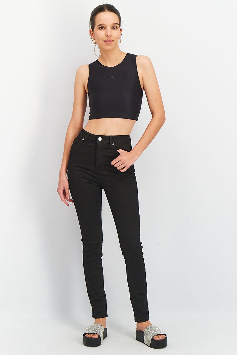 ASOS جينز نسائي ضيق عالي الخصر بلون أسود - Image 3