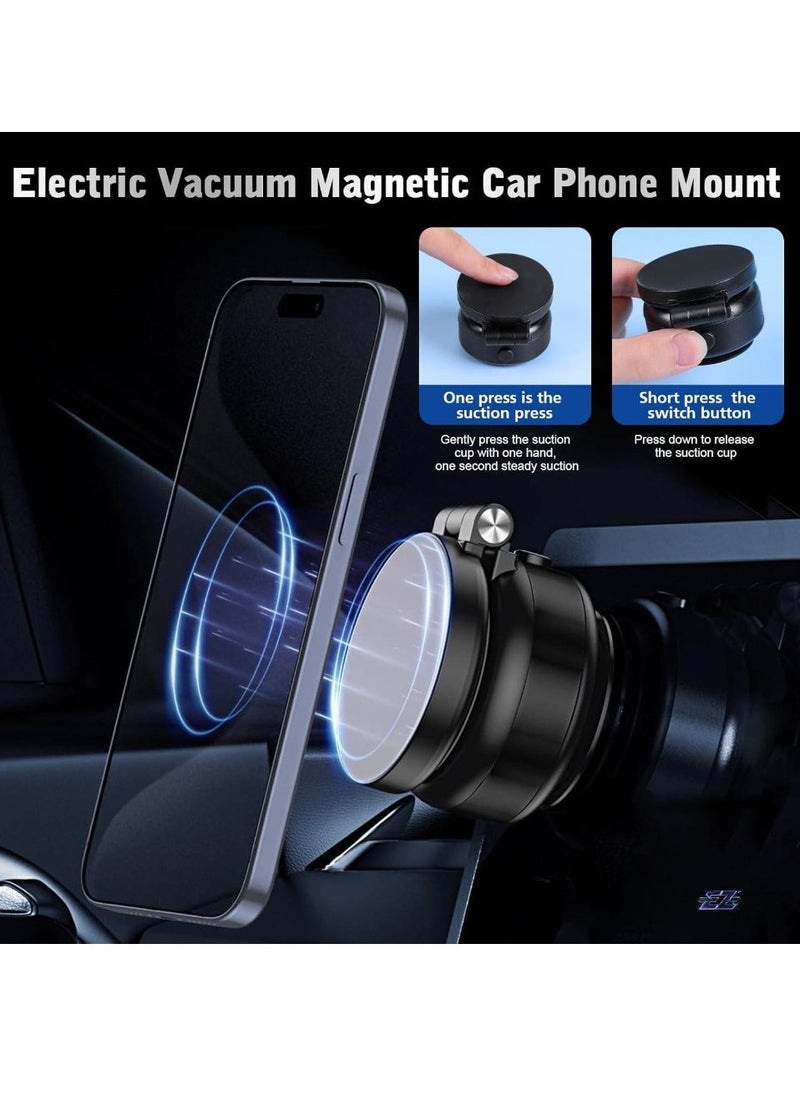 ELTRAZONE حامل الهاتف الكهربائي بتقنية الشفط المغناطيسي - حامل هاتف مغناطيسي دوار 360°، تصميم ذكي قابل للطي ذو شفط مزدوج، حامل هاتف مغناطيسي قوي للسيارة، المرآة، والأسطح الناعمة - أسود فاخر (توافق عالمي) - Image 2