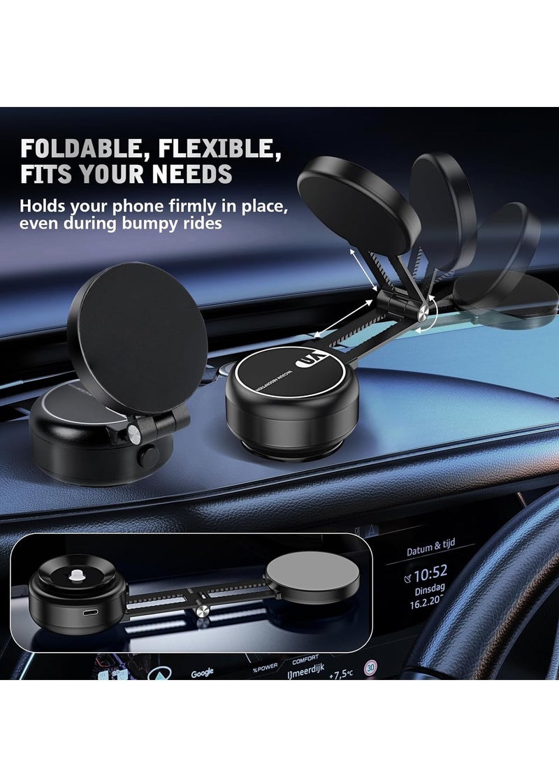 ELTRAZONE حامل الهاتف الكهربائي بتقنية الشفط المغناطيسي - حامل هاتف مغناطيسي دوار 360°، تصميم ذكي قابل للطي ذو شفط مزدوج، حامل هاتف مغناطيسي قوي للسيارة، المرآة، والأسطح الناعمة - أسود فاخر (توافق عالمي) - Image 3