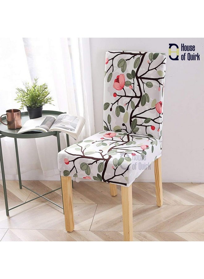 HOUSE OF QUIRK House of Quirk Dining Chair Cover with Table Covers for Kitchen Waterproof Dining Table Cloth (Leaf Pink Flower, 1 Table Cover + 4 Chair Cover)  - Image 4