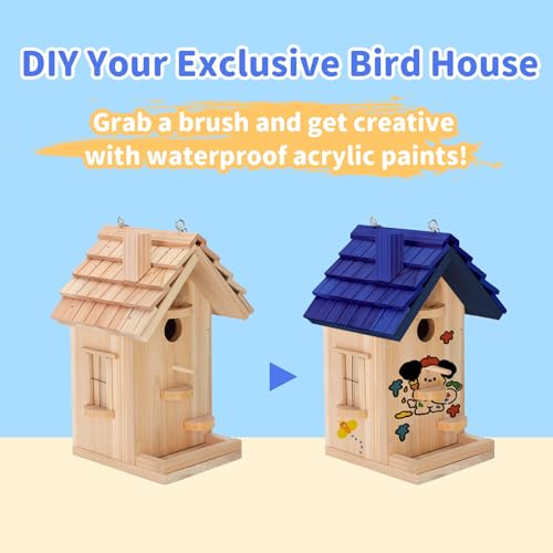 Pontuss DIY Bird House Kit – Build Your Own Bird House, Natural Cedar Wood Craft Kit for Adults & Kids Ages 8-12, Pre-Drilled Easy Assembly, Eco-Friendly Birdhouse Kit (11.6x6.5x5.5in) - Image 5