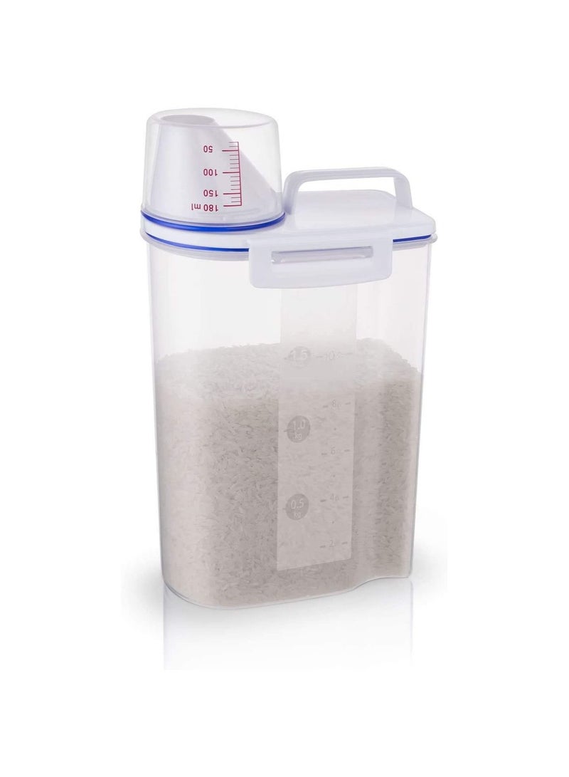 LA FIESTA Airtight Rice Cereal Food Storage Container with Measuring Cup - Image 1