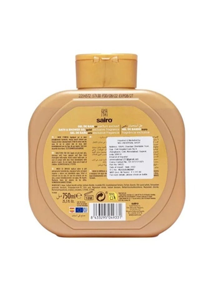 Sairo Bath And Shower Gel- Gold Exclusive Fragancia, 750 ml - Image 2