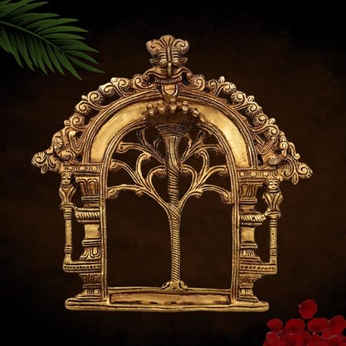 Bhunes Brass Prabhavali Arch Frame Prabha Mandala Halo for Vishnu Shiva Ganesha Krishna Lakshmi Durga Idol Temple Pooja Decorative Halo, Gold, 8 Inch, 1 Piece - Image 1