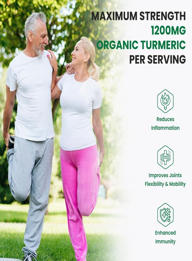 NATURYZ Organic Turmeric Highest Strength 1200mg tablets | Supports Joint, Skin Health, Immune Function | Anti inflammatory Supplement for Adults | Non-GMO, Vegan, Gluten-Free | USDA Organic Certified | Pesticides & Chemical Free - 60 Veg Tablets - Image 4