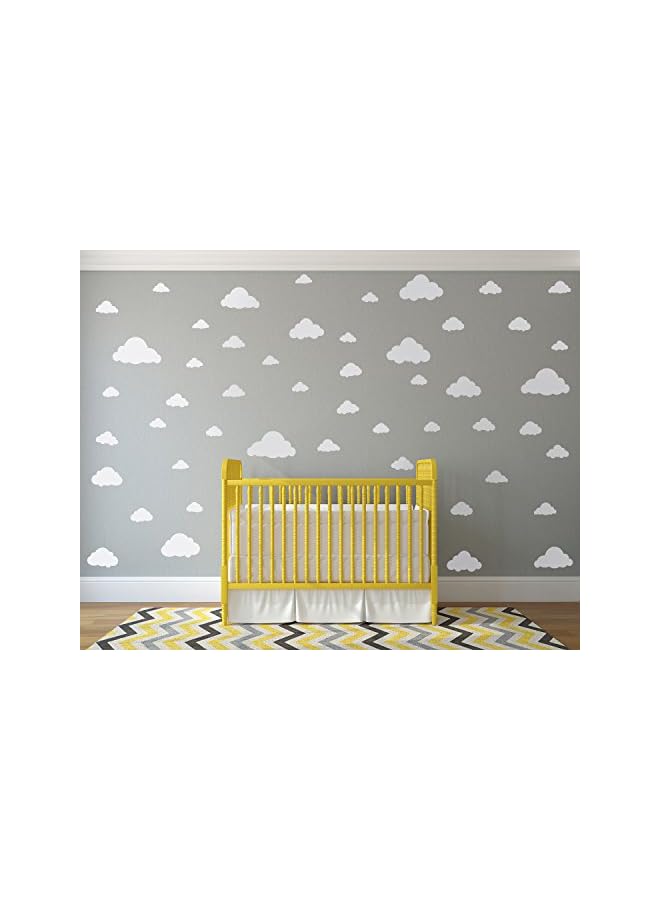 PROMASS White Clouds Sky - Easy Peel + Stick 50 Clouds Pack - Kids Playroom Nursery Sky Baby Boy or Girl - Vinyl Sticker Art Large Decoration Graphic Decor Mural