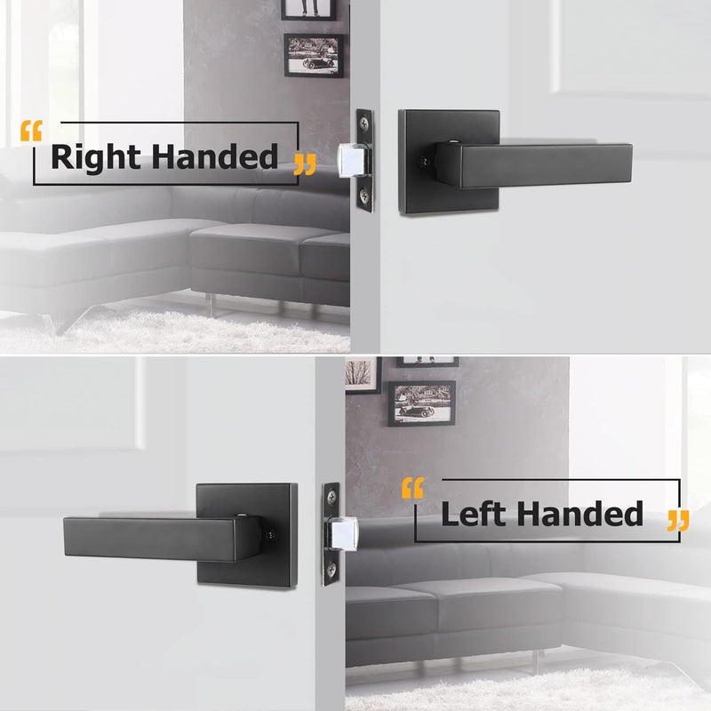 Azdele Matte Black Front Door Handle Set with Reversible Lever - Exterior Door Handle Set for Right or Left Handed Doors, Front Door Handle Matte Black - Image 5