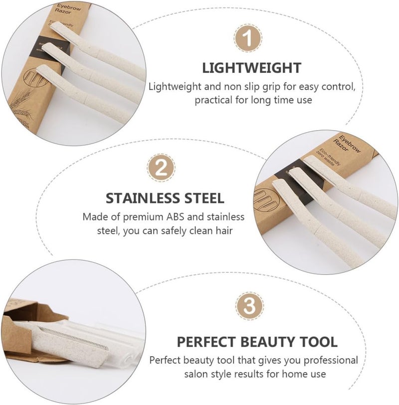 3pcs Eyebrow Razor Stainless Steel Facial Hair Trimmer Portable Makeup Grooming Kit for Women Travel-Friendly Convenient and Reliable - Image 2
