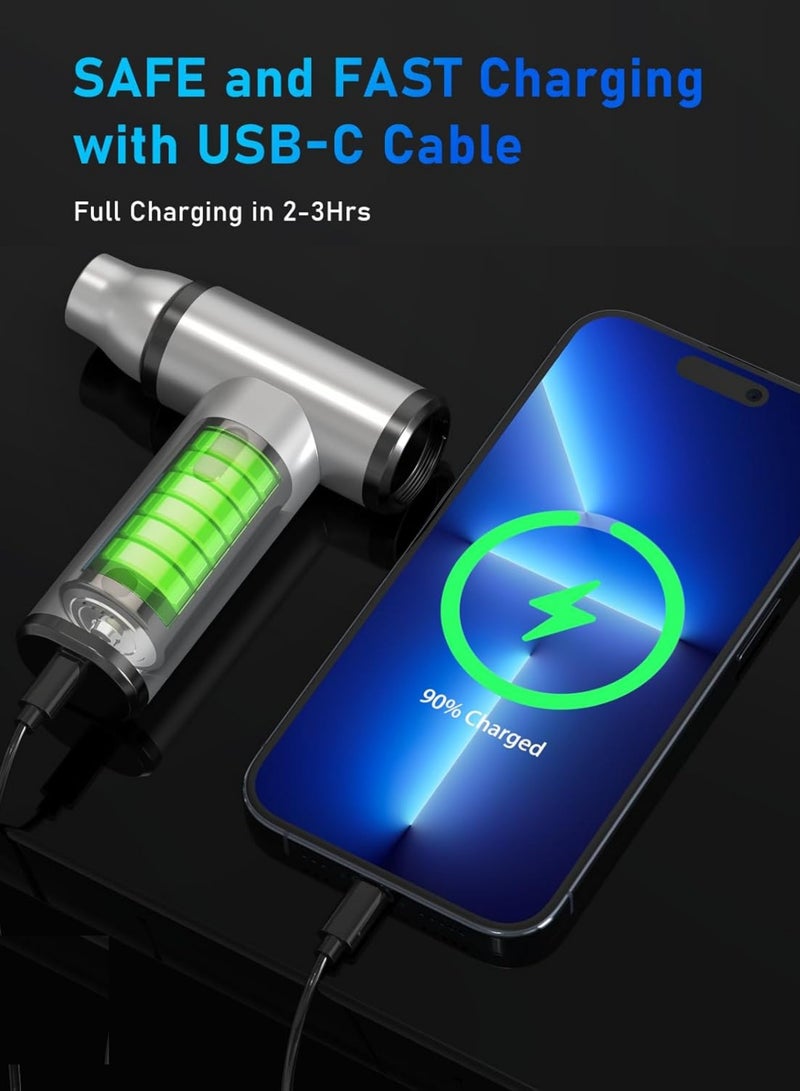 Chase Up Compressed Air Duster-300000RPM Super Power Air Duster Electric, Rechargeable Brushless Motor Durable Mini Blower, 6X Fast Compressed Air Blower for PC Computer, Keyboard, Outdoor, House and Car - Image 4