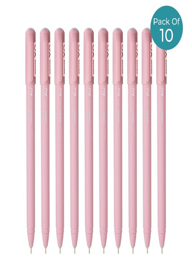 Hauser Germany Xo 0.7Mm Ball Pen Box Pack | Sleek Body & Minimalistic Design | Matt Finish & Solid Body Type | Low Viscosity Ink With Ultra Durable Tip | Red Ink, Pack Of 10 Pens - Image 2