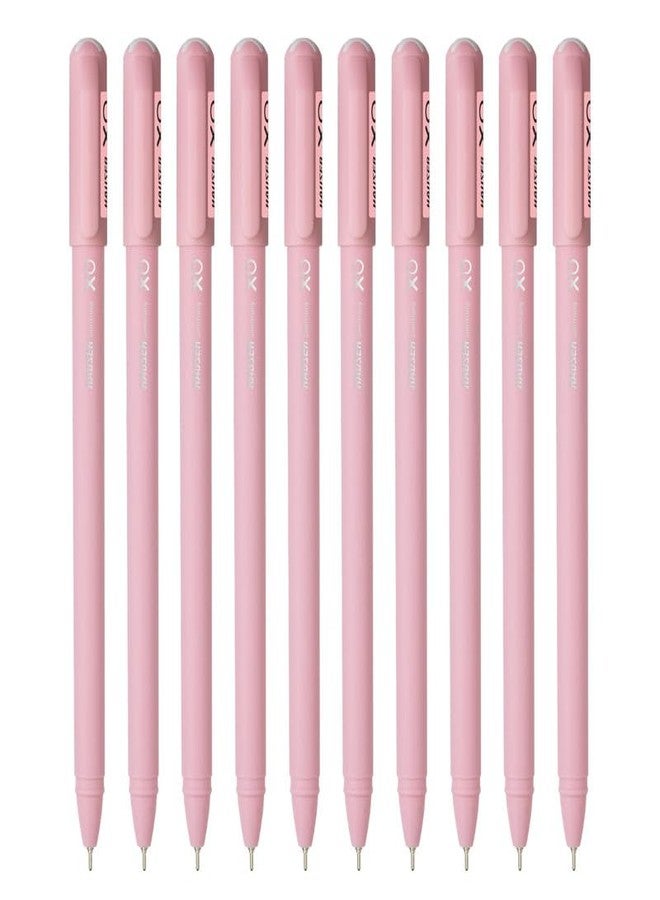 Hauser Germany Xo 0.7Mm Ball Pen Box Pack | Sleek Body & Minimalistic Design | Matt Finish & Solid Body Type | Low Viscosity Ink With Ultra Durable Tip | Red Ink, Pack Of 10 Pens - Image 1