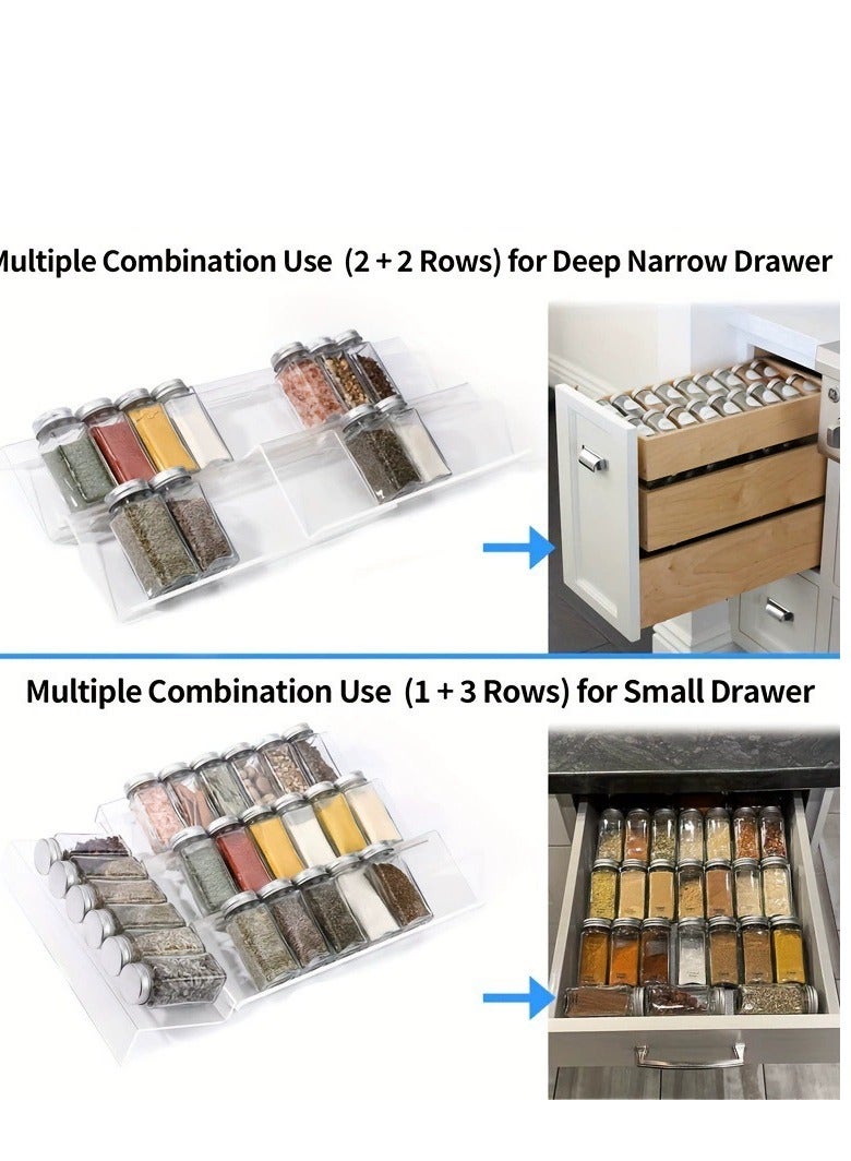 Spice Drawer Organizer, 2 Tier- 2 Pack Clear Acrylic Drawer Seasoning Organizer,  Kitchen Spice Rack Organizers and Storage for Drawer (Jars not included) - Image 3