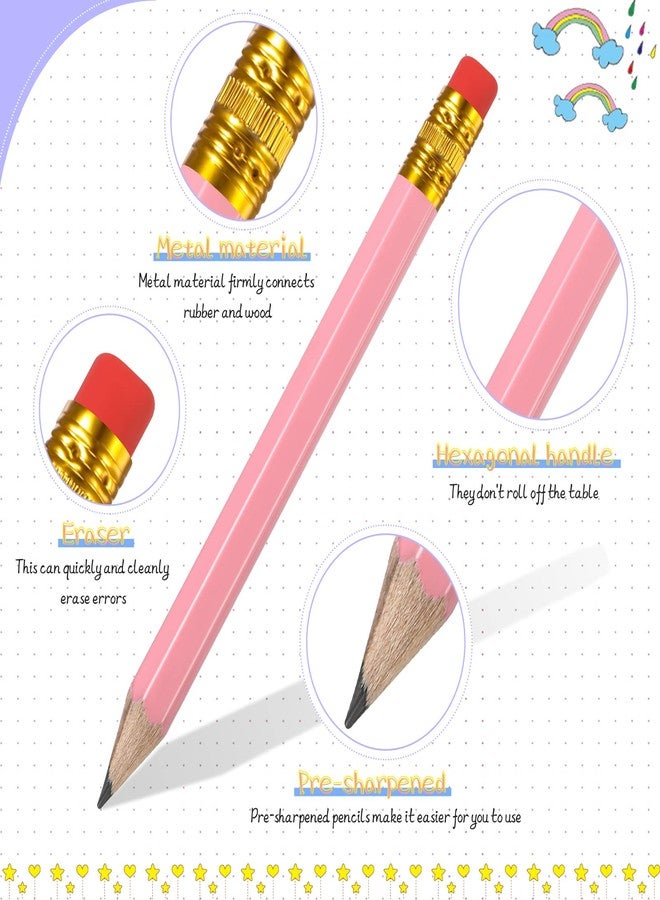 Zonon 24 Pcs Pink Golf Pencils with Erasers Mini Small Pencils Baby Shower Favors Bulk Hexagon Wooden Sharpened Half Graphite 2B for Golf Event, Wedding, Party Game, School, Company, Pew, Pocket - Image 3