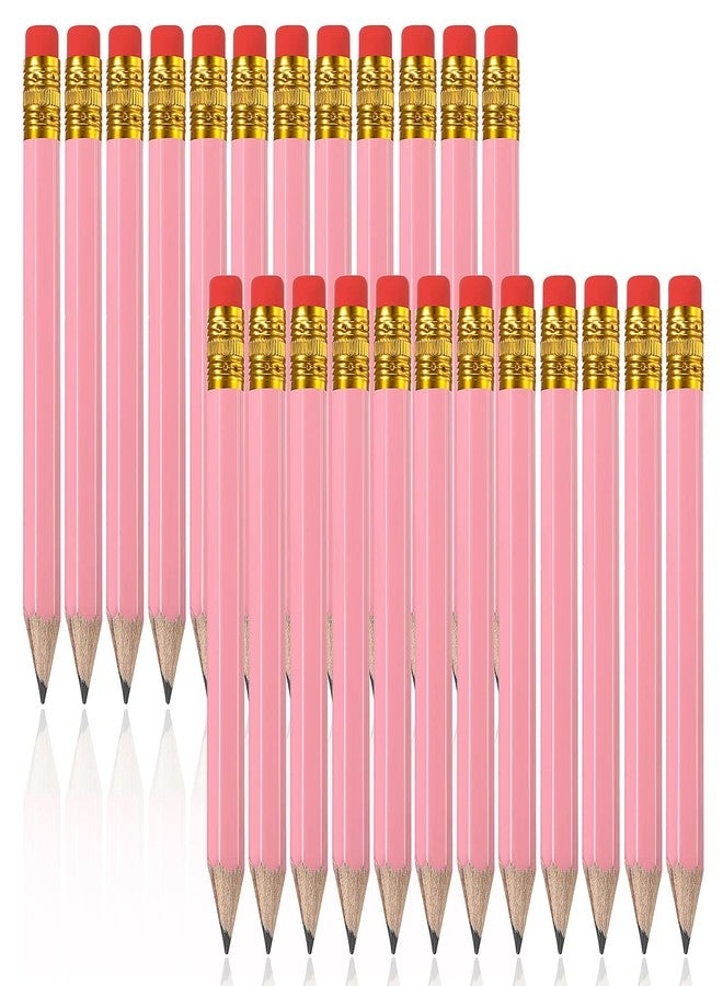 Zonon 24 Pcs Pink Golf Pencils with Erasers Mini Small Pencils Baby Shower Favors Bulk Hexagon Wooden Sharpened Half Graphite 2B for Golf Event, Wedding, Party Game, School, Company, Pew, Pocket - Image 1