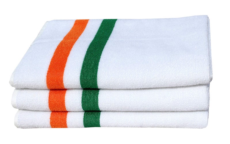Mandhania Indian Tricolor Cotton Bath Towel 400 GSM (28x57) Pack of 3 - Image 2