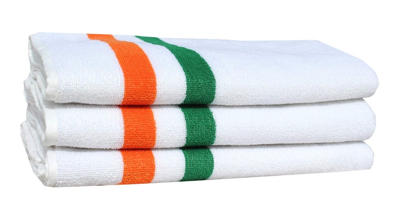 Mandhania Indian Tricolor Cotton Bath Towel 400 GSM (28x57) Pack of 3 - Image 3