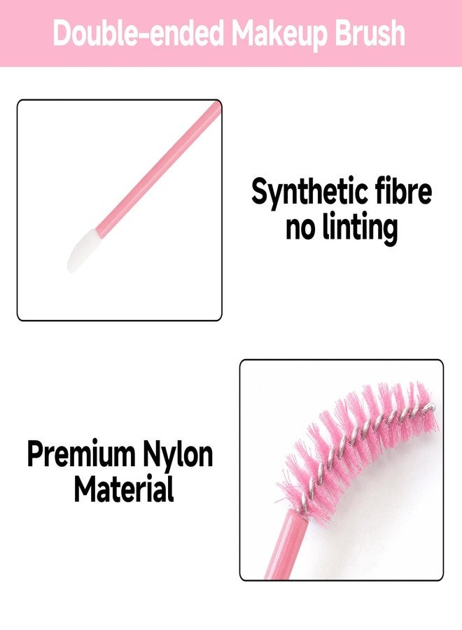 G2PLUS 100pcs Eyelash Brush Lip Brush, Pink Dual Ended Mascara Wands, Disposable Makeup Brushes for Eyelash Extension, Eyebrow, Lip Gloss, Salon and Travel Use - Image 4