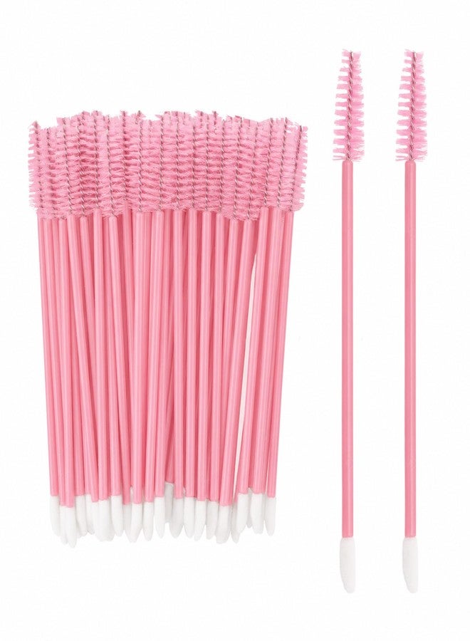 G2PLUS 100pcs Eyelash Brush Lip Brush, Pink Dual Ended Mascara Wands, Disposable Makeup Brushes for Eyelash Extension, Eyebrow, Lip Gloss, Salon and Travel Use - Image 1
