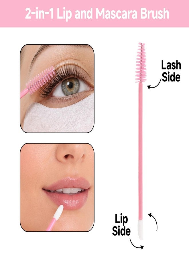 G2PLUS 100pcs Eyelash Brush Lip Brush, Pink Dual Ended Mascara Wands, Disposable Makeup Brushes for Eyelash Extension, Eyebrow, Lip Gloss, Salon and Travel Use - Image 2