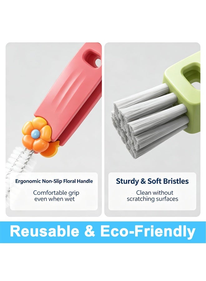 3 Pack 3 in 1 Cup Lid Gap Cleaning Brush, Multifunctional Tiny Bottle Mouth Cleaner, Water Bottle Crevice Cleaning Tool for Hidden Dirt, Small Brush for Coffee Cup, Tea Mug, Straw, Milk Bottle - Image 3