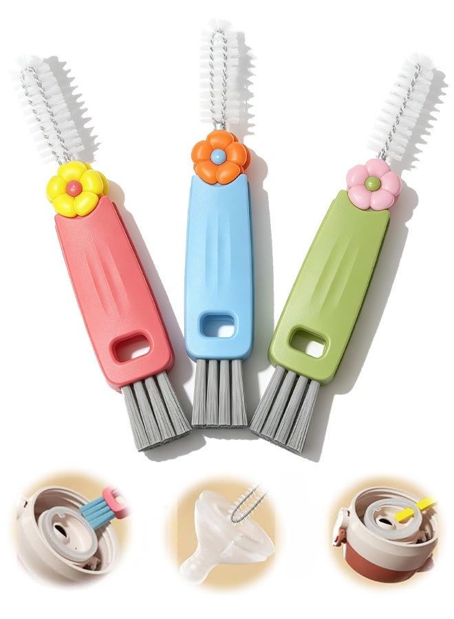 3 Pack 3 in 1 Cup Lid Gap Cleaning Brush, Multifunctional Tiny Bottle Mouth Cleaner, Water Bottle Crevice Cleaning Tool for Hidden Dirt, Small Brush for Coffee Cup, Tea Mug, Straw, Milk Bottle - Image 1