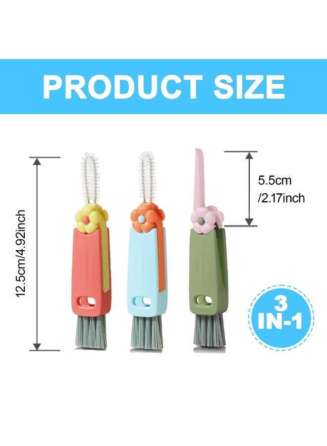 3 Pack 3 in 1 Cup Lid Gap Cleaning Brush, Multifunctional Tiny Bottle Mouth Cleaner, Water Bottle Crevice Cleaning Tool for Hidden Dirt, Small Brush for Coffee Cup, Tea Mug, Straw, Milk Bottle - Image 2