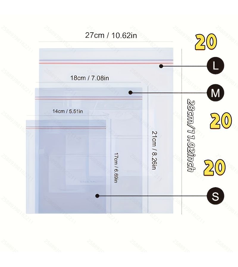 60 Pcs Double Sealing Food Storage Bags With 5.28 Gal For Freezing And Kitchen Organization - Image 5