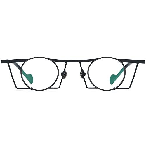 FONEX Pure Titanium Glasses Frame Men Square Frame Round Lens Eyeglasses Women Eyewear F85750 (F85750 Black) - Image 1